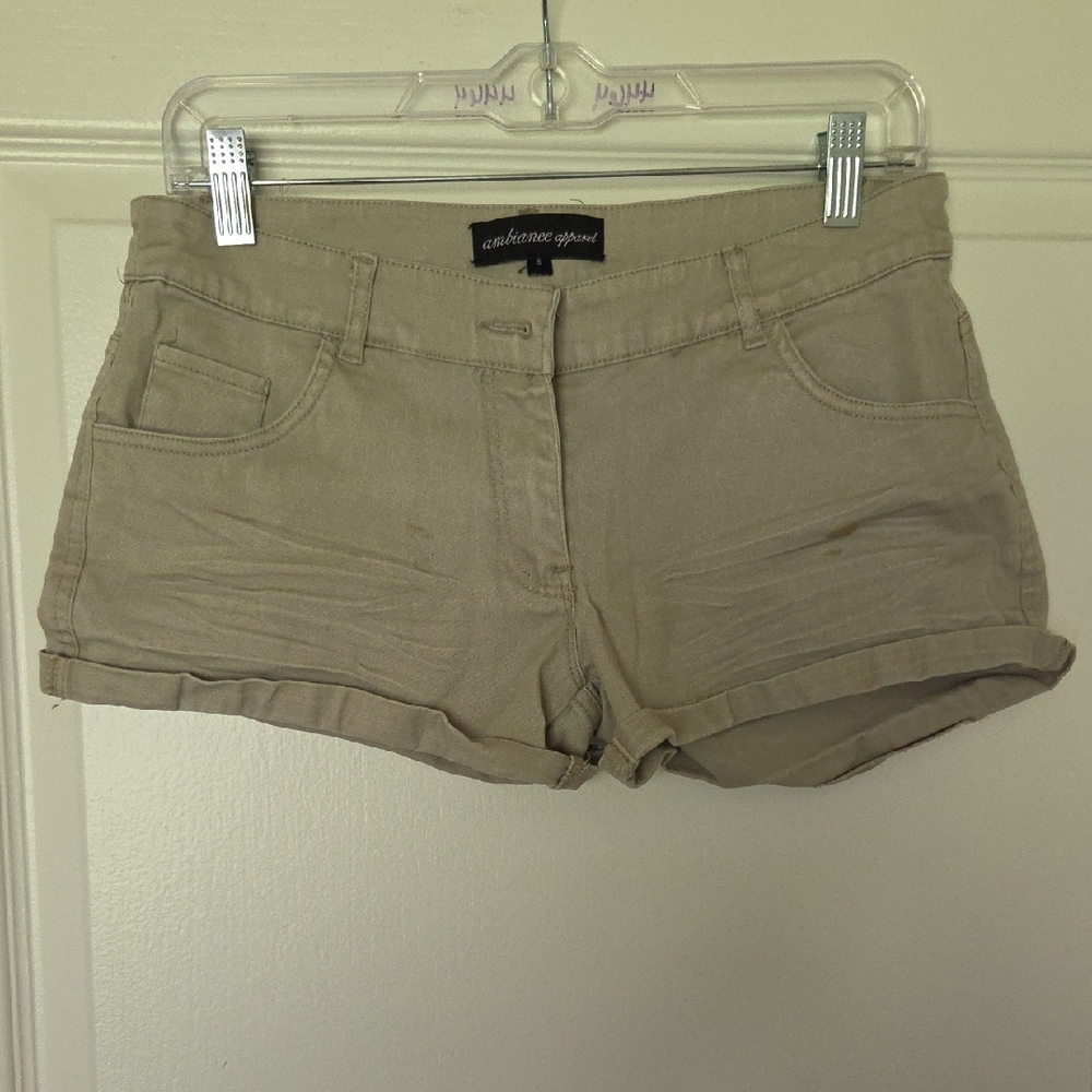 Ambiance Tan Jean Shorts Classic Cuffed Design